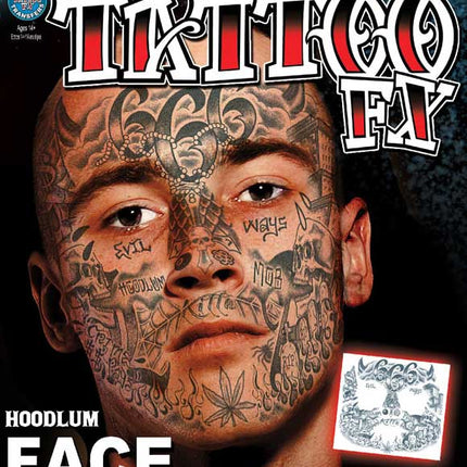 Tinsley Transfers Hoodlum Face Tattoos