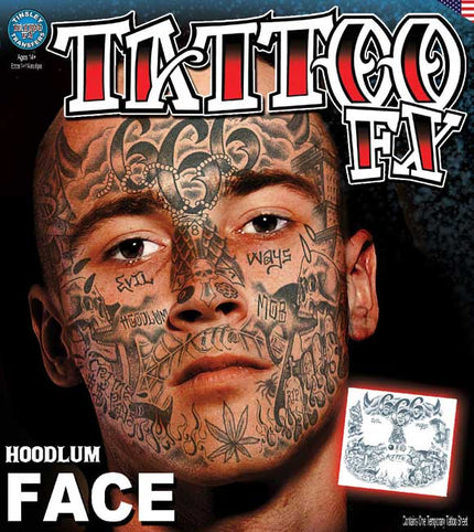 Tinsley Transfers Hoodlum Face Tattoos