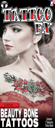 Tinsley Transfers Lotus Collar Bone Tattoos