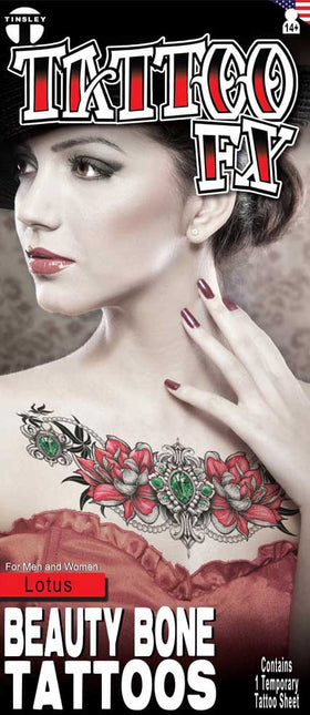 Tinsley Transfers Lotus Collar Bone Tattoos