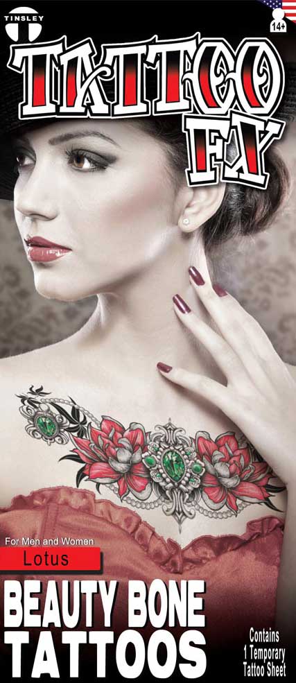 Tinsley Transfers Lotus Collar Bone Tattoos
