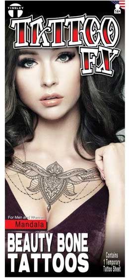Tinsley Transfers Mandala Collar Bone Tattoos