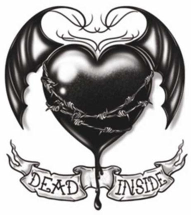 Tinsley Transfers Zwart Hart Dead Inside Goth Tattoos