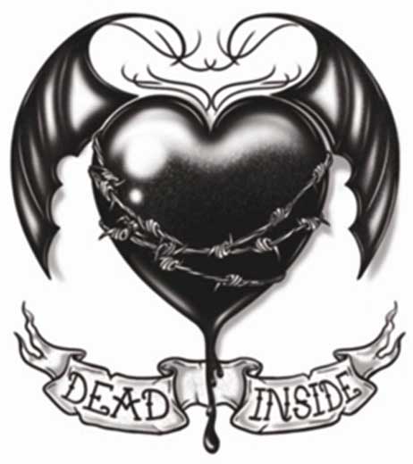 Tinsley Transfers Zwart Hart Dead Inside Goth Tattoos