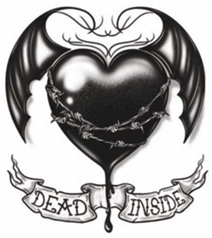 Tinsley Transfers Zwart Hart Dead Inside Goth Tattoos