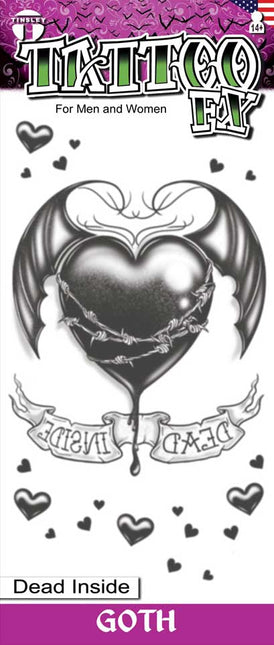 Tinsley Transfers Zwart Hart Dead Inside Goth Tattoos