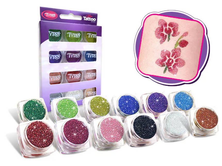 Tytoo Glitter tattoo Glitter Set Basis kleuren