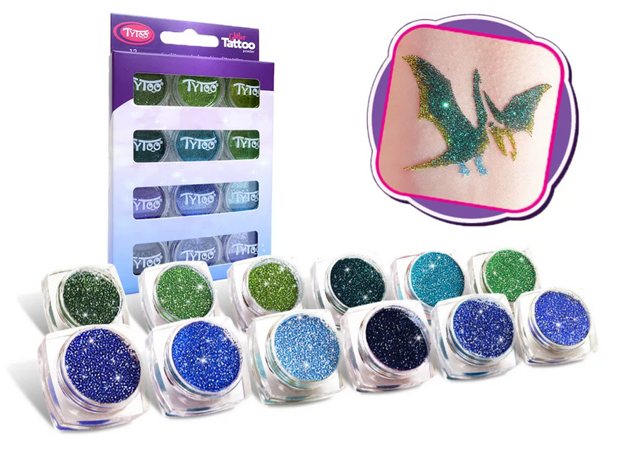 Tytoo Glitter tattoo Glitter Set Koele kleuren