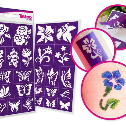 Tytoo Glittertattoo sjablonenset Bloemen