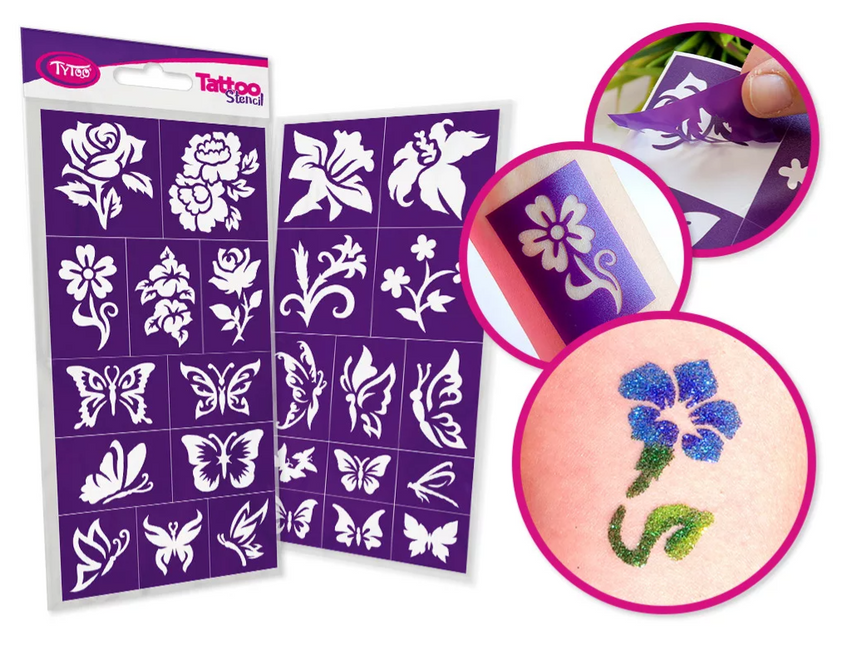 Tytoo Glittertattoo sjablonenset Bloemen