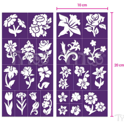 Tytoo Glittertattoo sjablonenset Bloemen