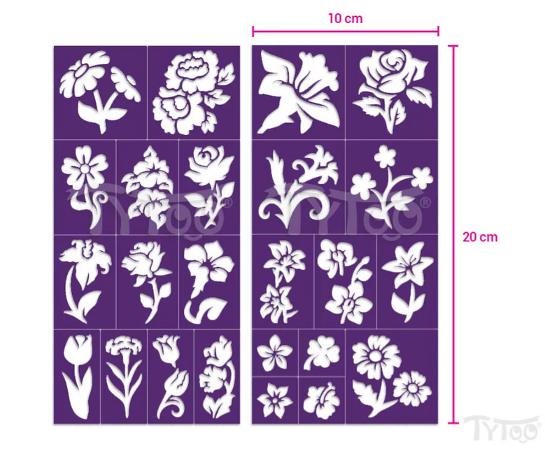 Tytoo Glittertattoo sjablonenset Bloemen