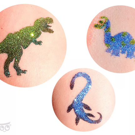 Tytoo Glittertattoo sjablonenset Dinosaurussen