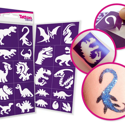 Tytoo Glittertattoo sjablonenset Dinosaurussen