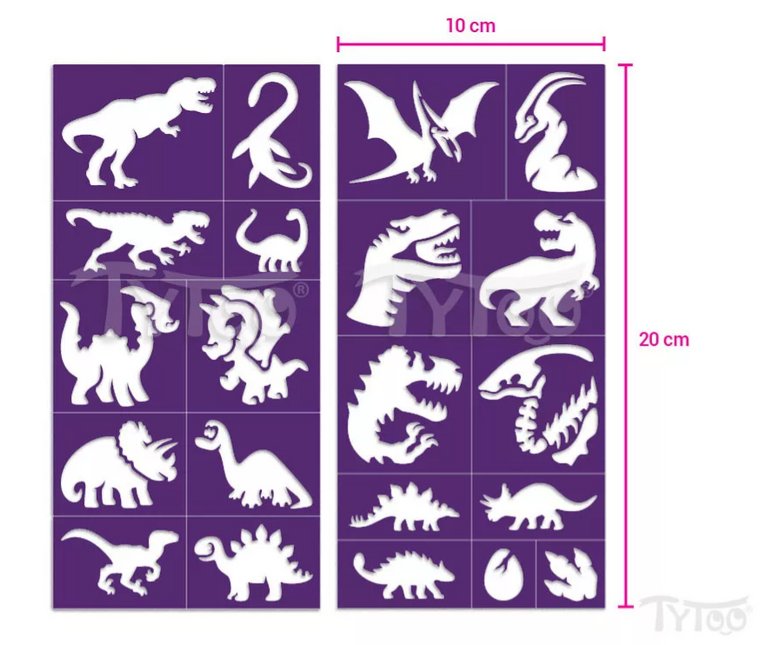 Tytoo Glittertattoo sjablonenset Dinosaurussen