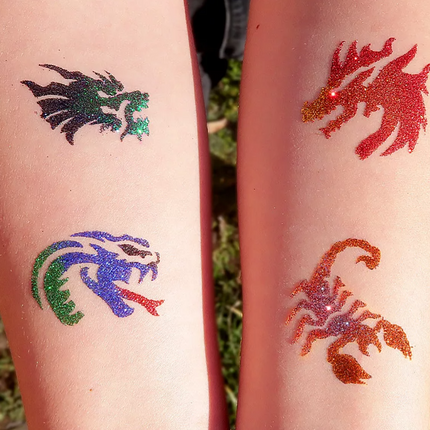 Tytoo Glittertattoo sjablonenset Draken en hagedissen