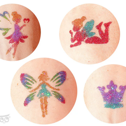 Tytoo Glittertattoo sjablonenset Feeen en prinsessen