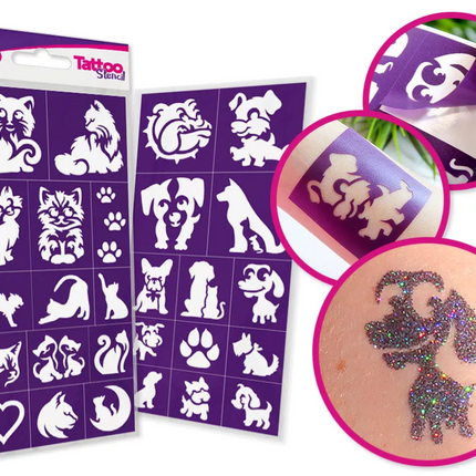 Tytoo Glittertattoo sjablonenset Katten en honden