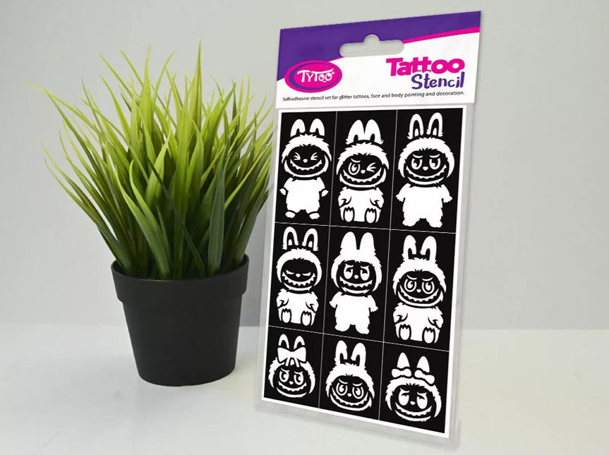 Tytoo Glittertattoo sjablonenset Labubu