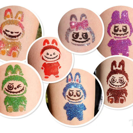 Tytoo Glittertattoo sjablonenset Labubu