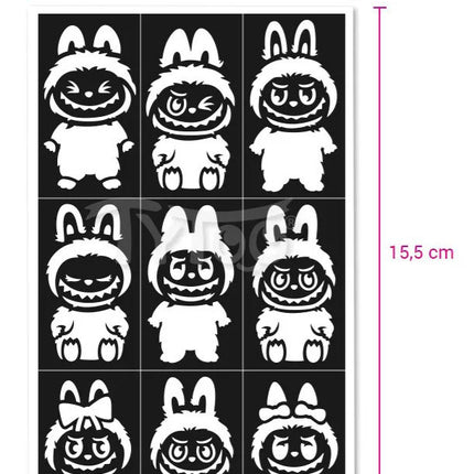 Tytoo Glittertattoo sjablonenset Labubu