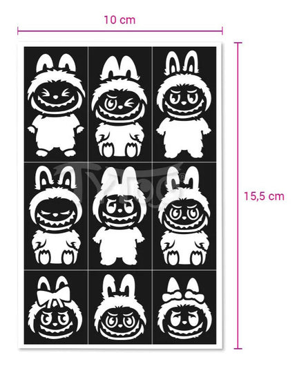 Tytoo Glittertattoo sjablonenset Labubu