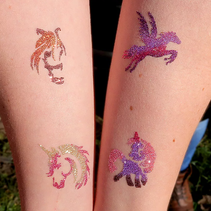 Tytoo Glittertattoo sjablonenset Paarden
