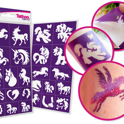 Tytoo Glittertattoo sjablonenset Paarden