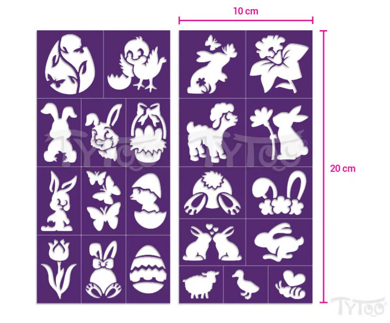 Tytoo Glittertattoo sjablonenset Pasen