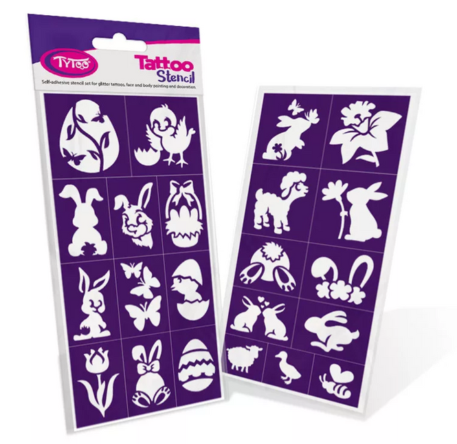 Tytoo Glittertattoo sjablonenset Pasen