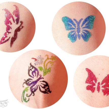 Tytoo Glittertattoo sjablonenset Vlinders