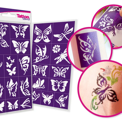 Tytoo Glittertattoo sjablonenset Vlinders