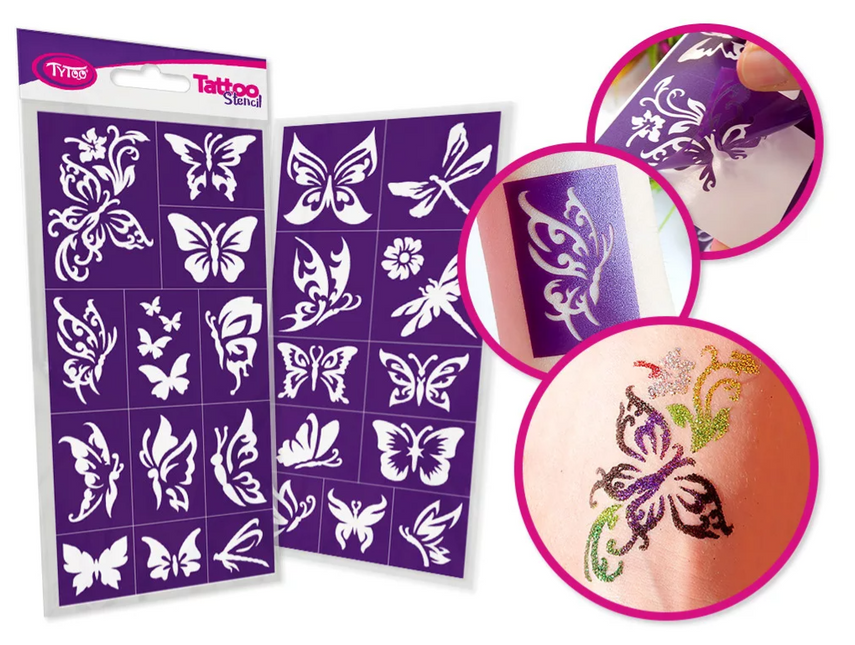 Tytoo Glittertattoo sjablonenset Vlinders