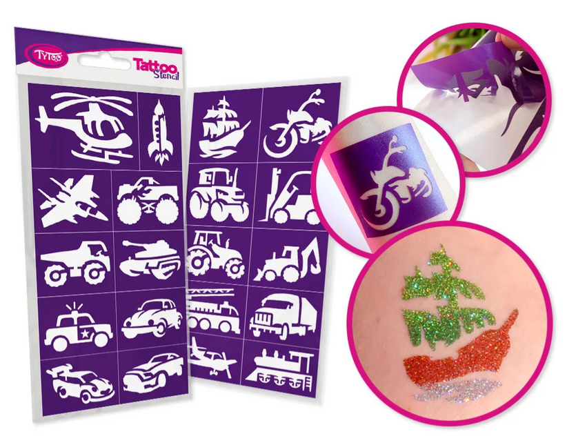 Tytoo Glittertattoo sjablonenset Voertuigen