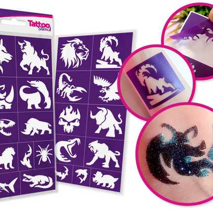 Tytoo Glittertattoo sjablonenset Wilde dieren