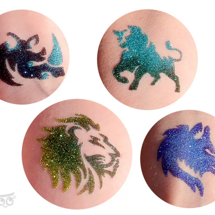 Tytoo Glittertattoo sjablonenset Wilde dieren