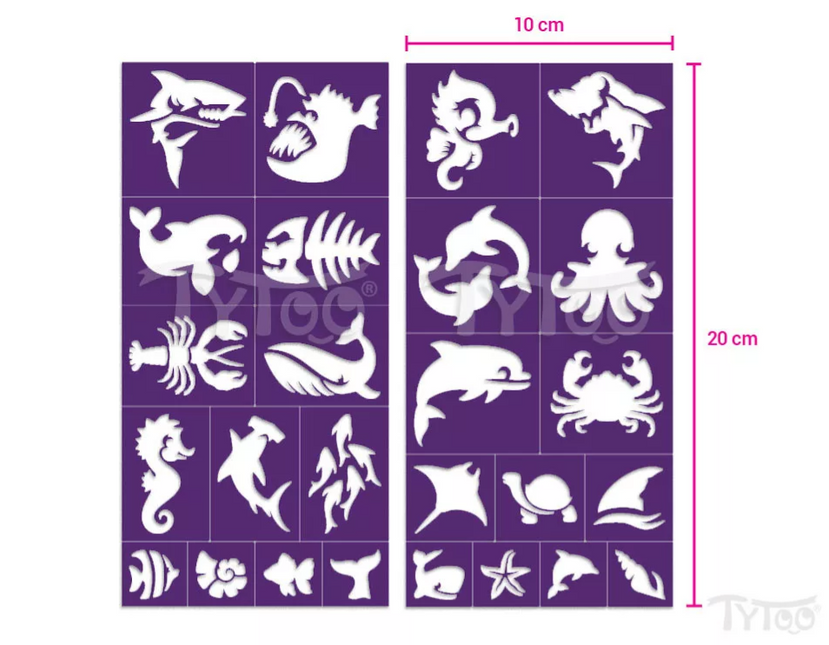 Tytoo Glittertattoo sjablonenset Zee dieren