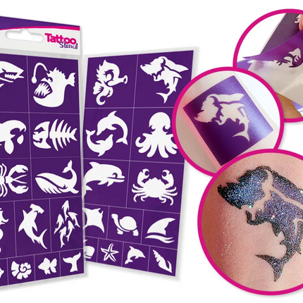 Tytoo Glittertattoo sjablonenset Zee dieren