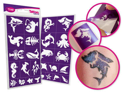 Tytoo Glittertattoo sjablonenset Zee dieren