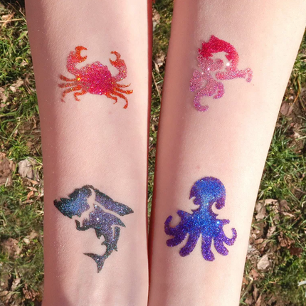 Tytoo Glittertattoo sjablonenset Zee dieren