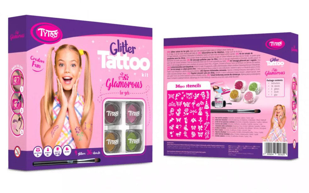 Tytoo Meisjes Glittertattoo set Glamorous