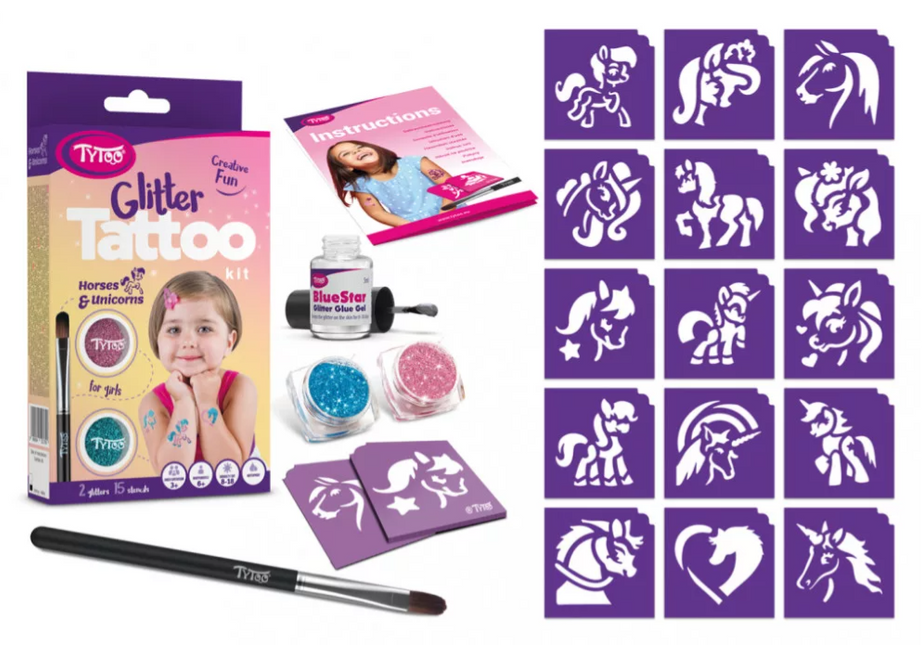 Tytoo Paarden en Unicorns Glittertattoo set