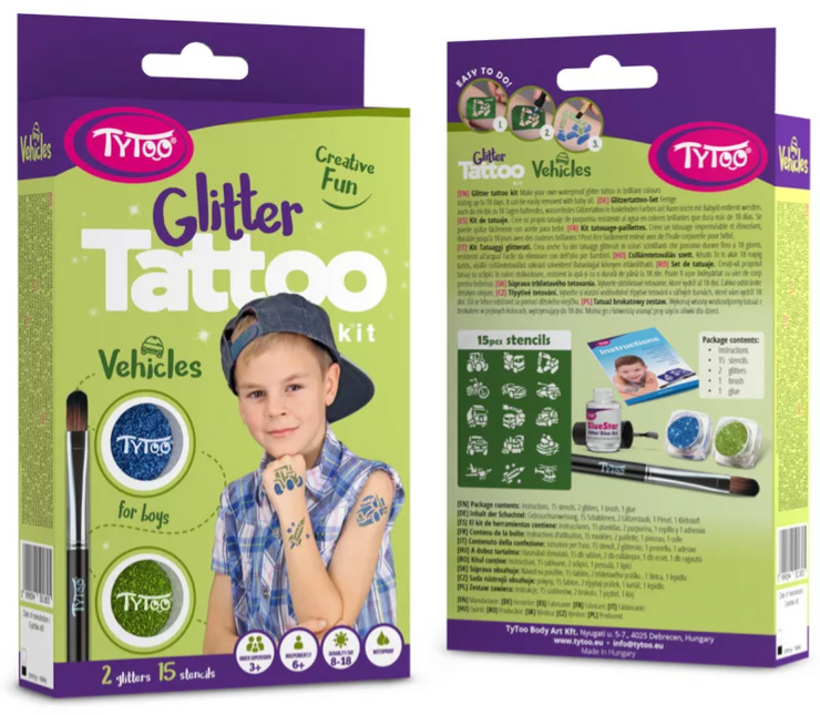 Tytoo Voertuigen Glittertattoo set