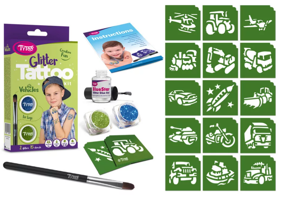 Tytoo Voertuigen Glittertattoo set