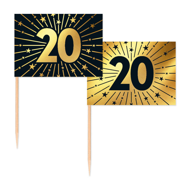 WeFiesta Cocktailprikkers 20 Goud & Zwart 50 stuks