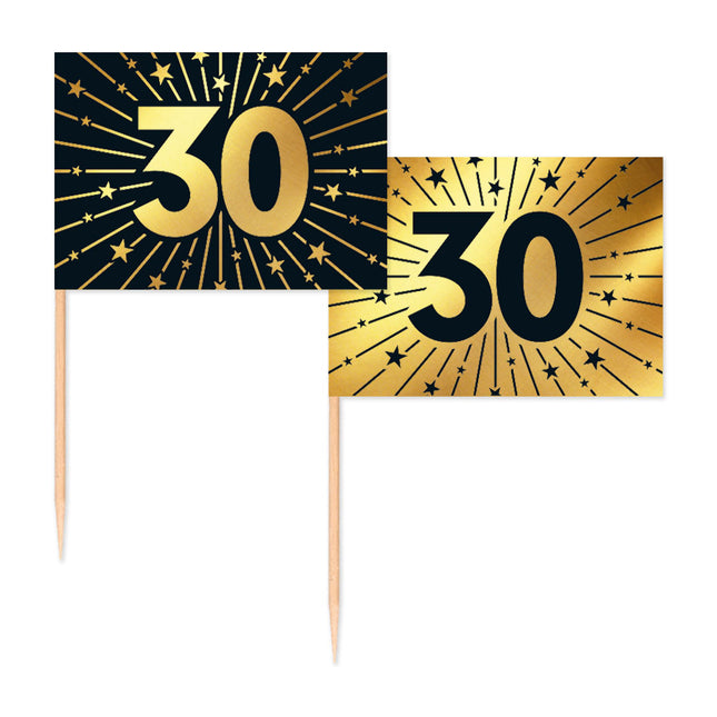 WeFiesta Cocktailprikkers 30 Goud & Zwart 50 stuks