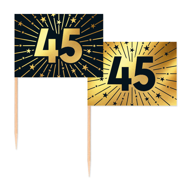 WeFiesta Cocktailprikkers 45 Goud & Zwart 50 stuks