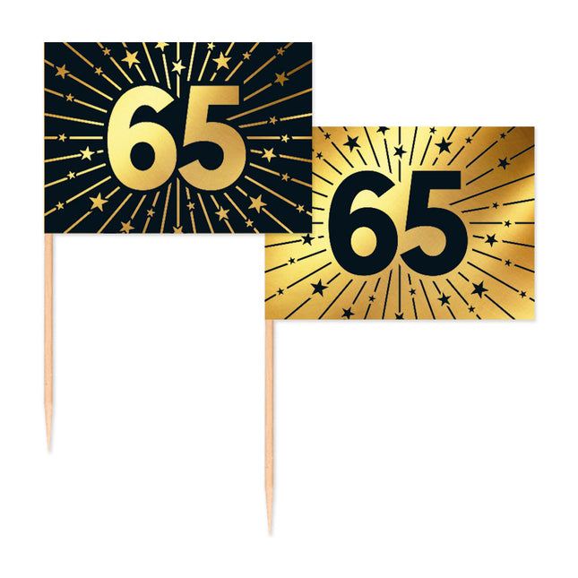 WeFiesta Cocktailprikkers 65 Goud & Zwart 50 stuks
