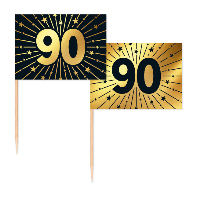 WeFiesta Cocktailprikkers 90 Goud & Zwart 50 stuks