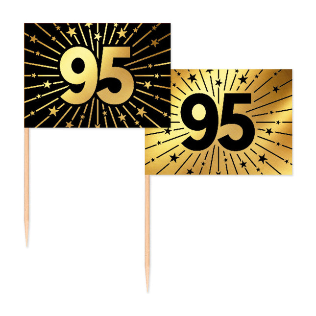 WeFiesta Cocktailprikkers 95 Goud & Zwart 50 stuks